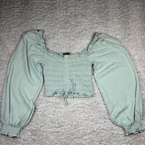 Forever 21 Top Womens Medium Crop Top Pirate Sleeve Girly Belly Shirt Party